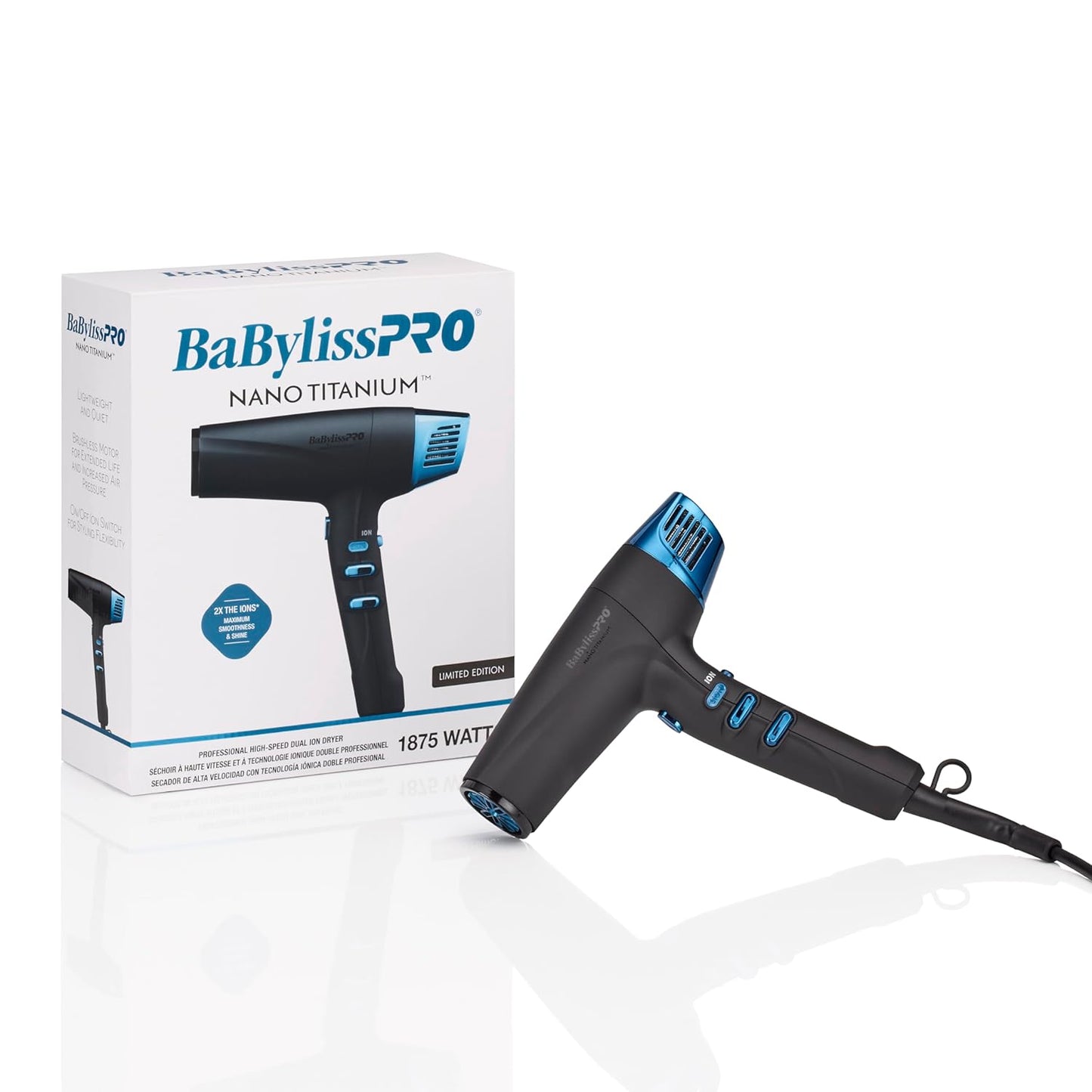 BaBylissPRO Nano Titanium High-Speed Dual Ionic Hair Dryer - Black - 1875W / Limited ED