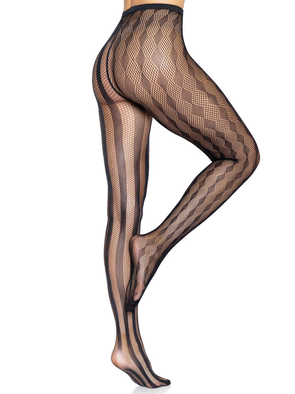 LEG AVENUE HARLEQUIN NET TIGHTS / BLACK