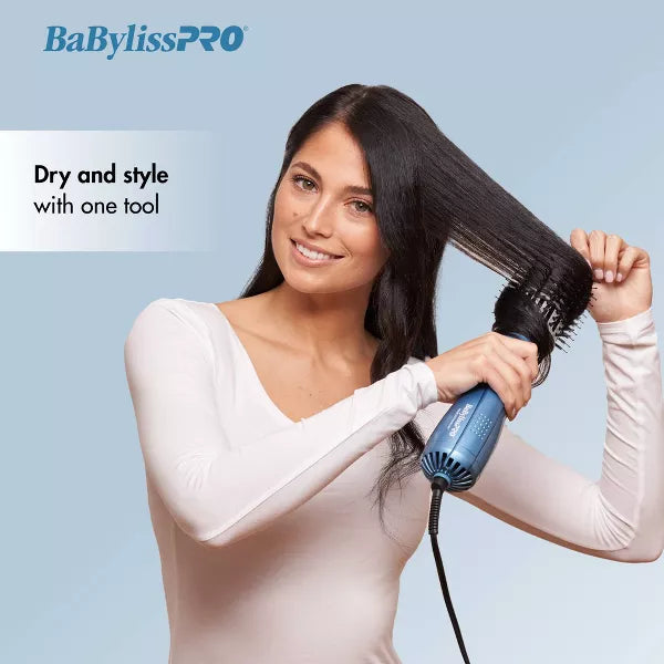 BaBylissPRO Nano Titanium 2.5" Oval Ionic Hot Air Brush Hair Dryer - Blue - 600W