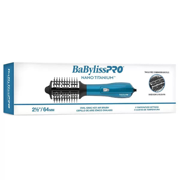 BaBylissPRO Nano Titanium 2.5" Oval Ionic Hot Air Brush Hair Dryer - Blue - 600W