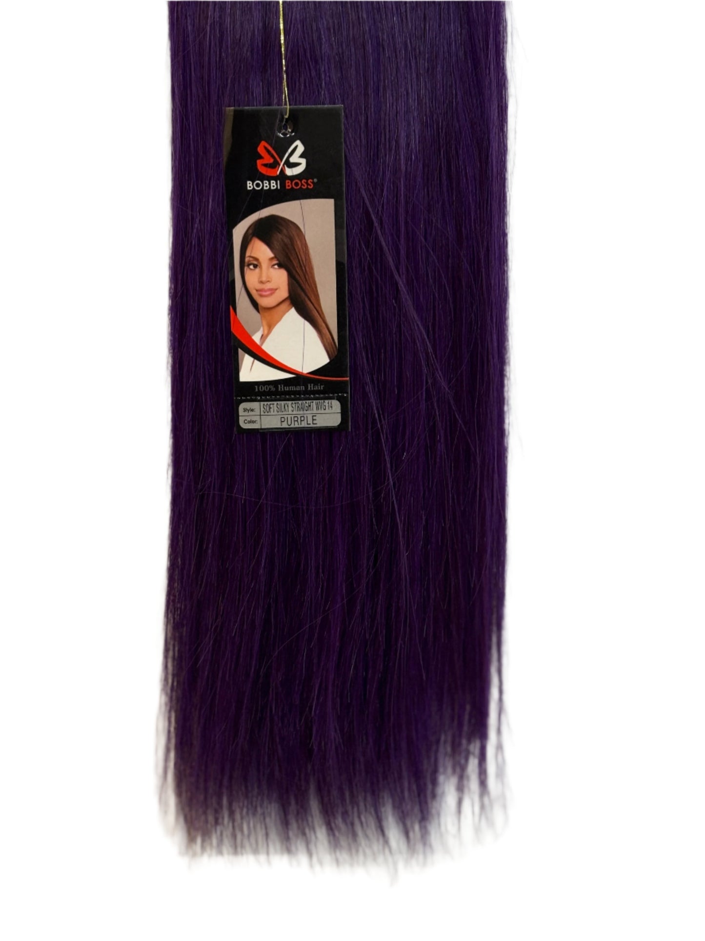 BOBBI BOSS 100% HUMAN HAIR WEAVE SOFT SILKY STRAIGHT 14'' INCH / PURPLE