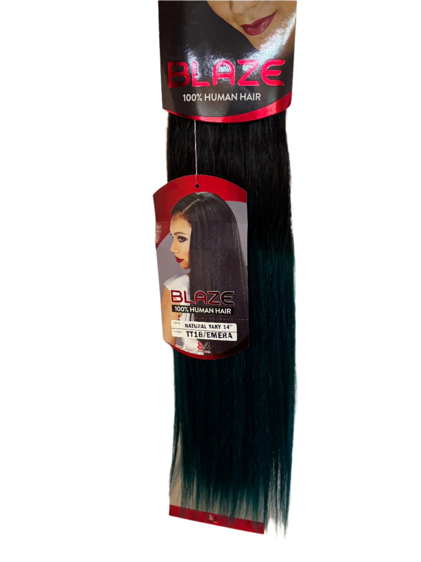 BOBBI BOSS BLAZE  - 100% HUMAN HAIR - NATURAL YAKY 14'' / COLOR - TT1B/EMERA