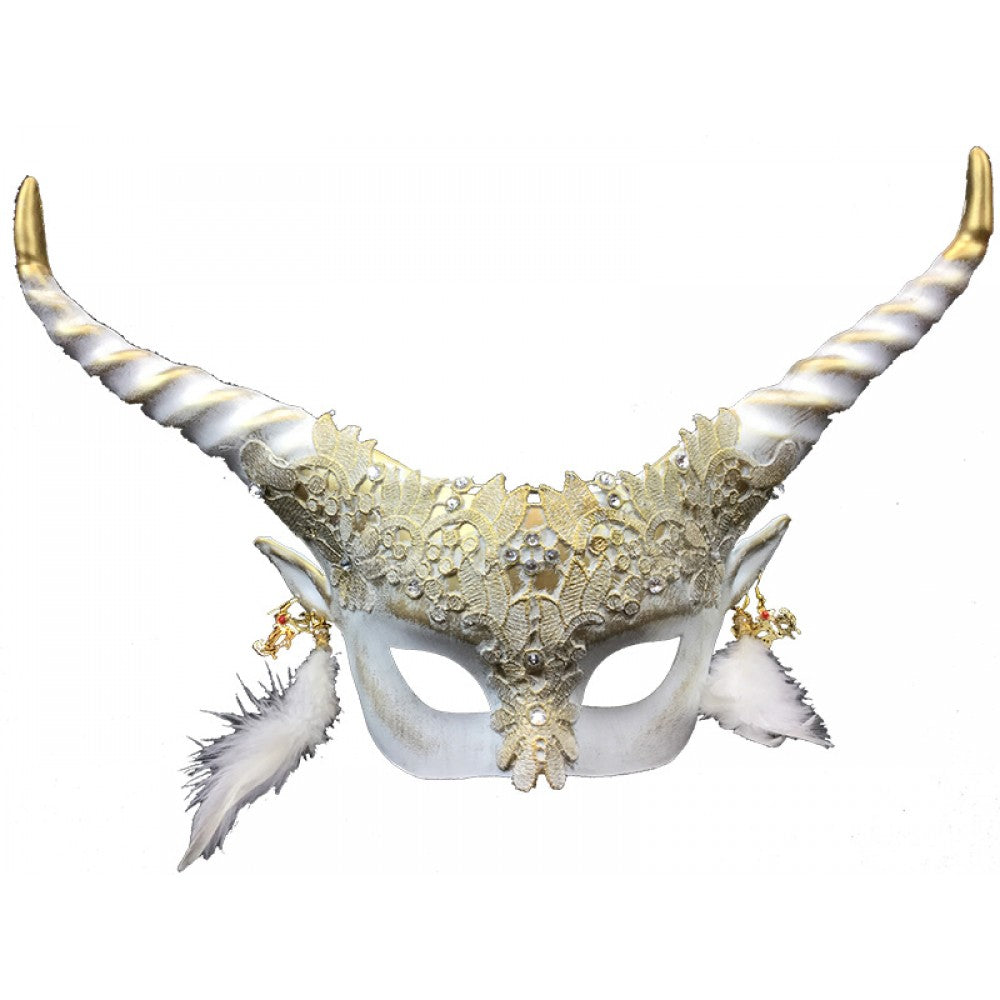 HORNED DEVIL HALF-FACE MASK WHITE