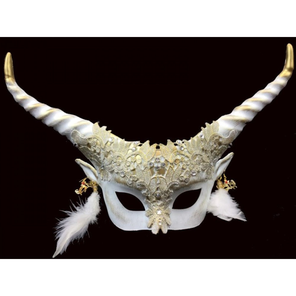 HORNED DEVIL HALF-FACE MASK WHITE