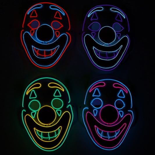 NEON LIGHT CLOWN MASK 4 COLOR MIX