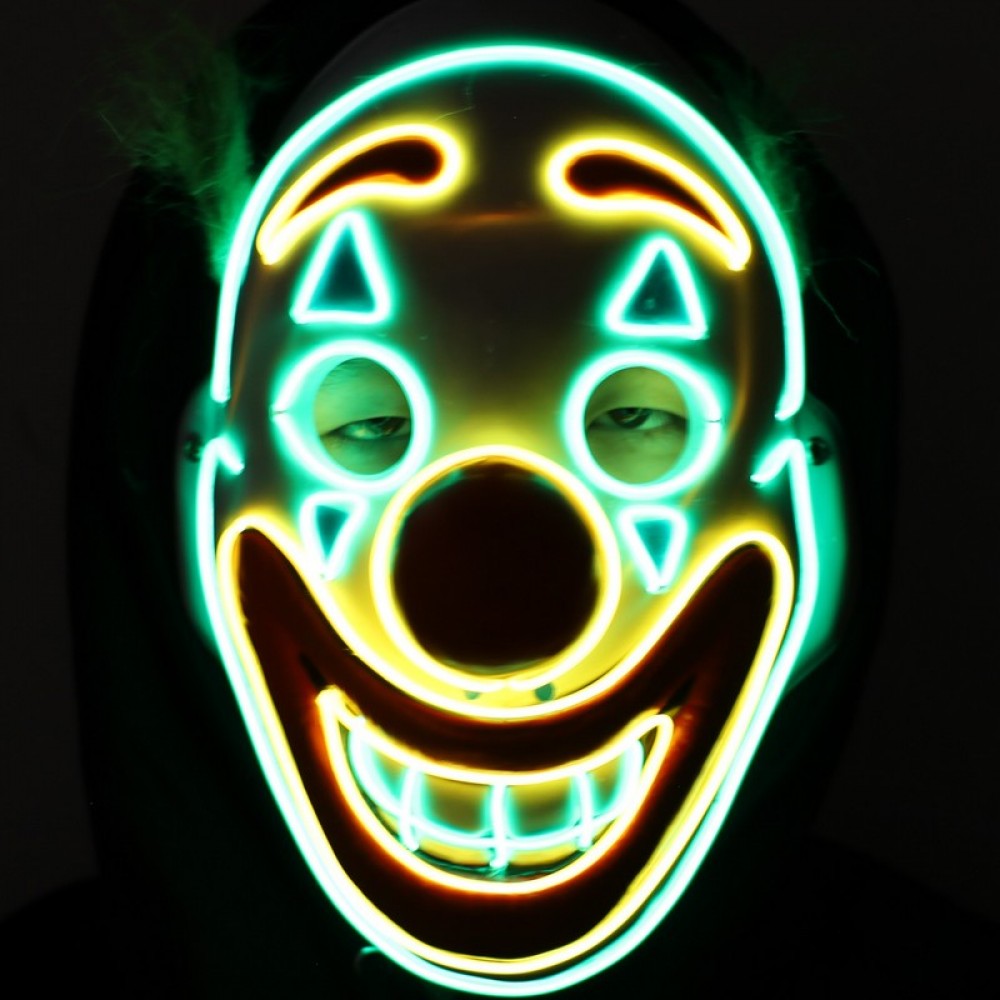 NEON LIGHT CLOWN MASK 4 COLOR MIX