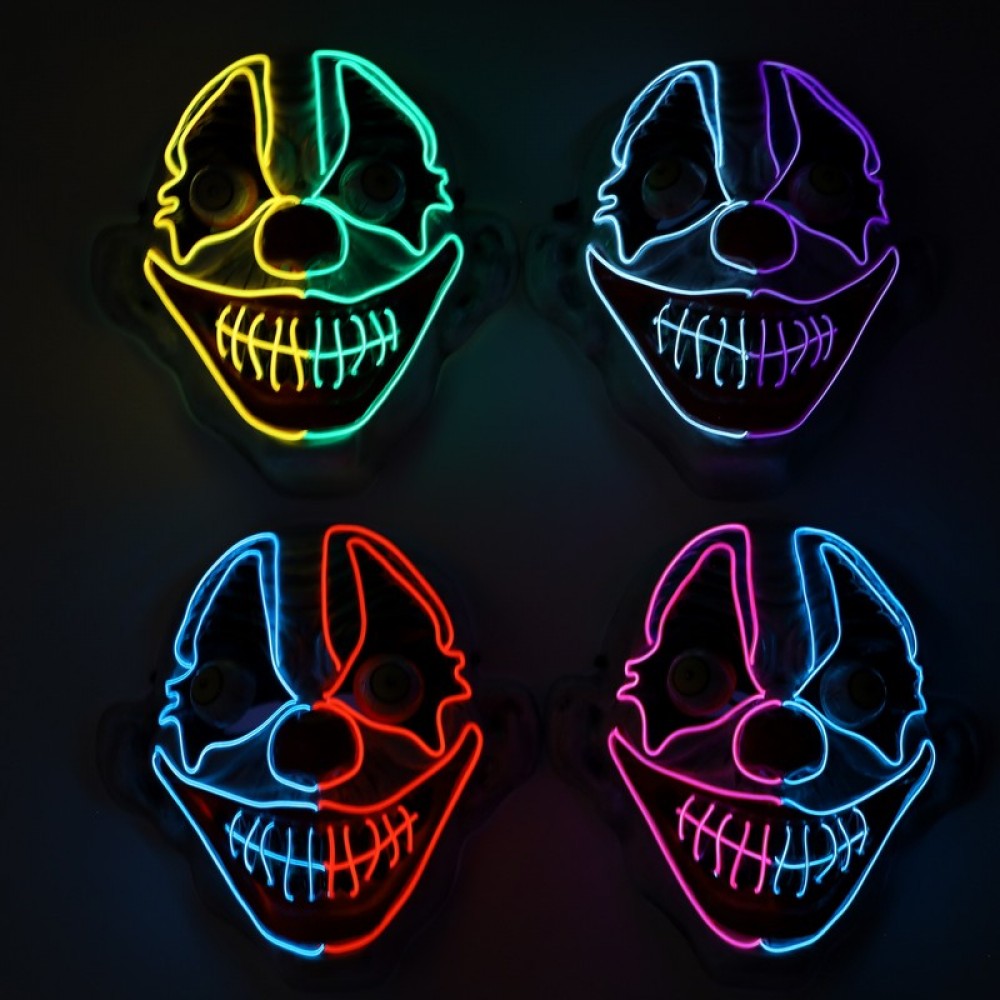 NEON LIGHT IGHT UP MASK CLOWN 4 MIX COLOR