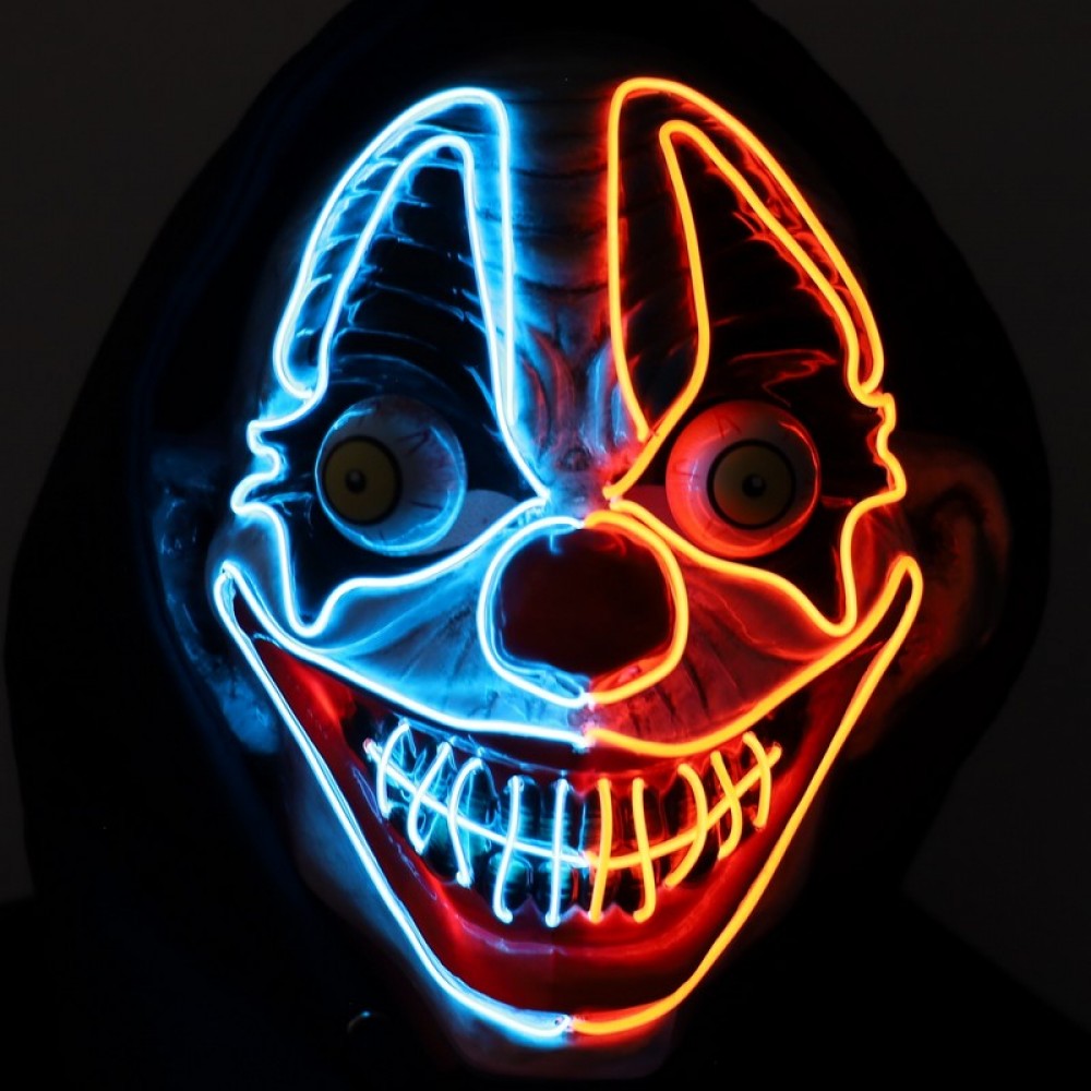 NEON LIGHT IGHT UP MASK CLOWN 4 MIX COLOR