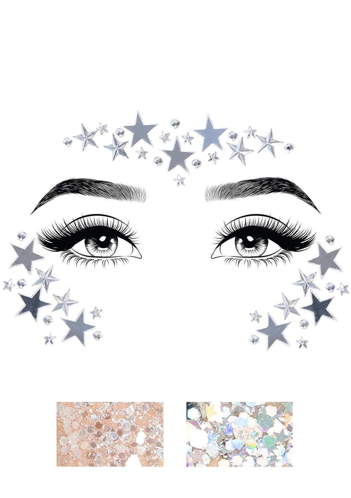 LEG AVENUE  DREAM ADHESIVE MIRROR STAR & RHINESTONE FACE STICKER