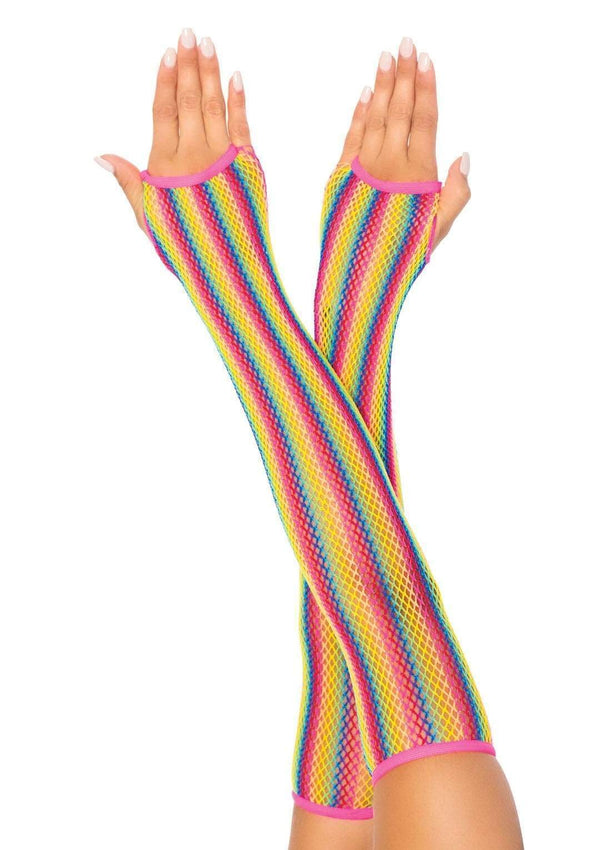 LEG AVENUE RAINBOW NET FINGERLESS ARM WARMER GLOVES