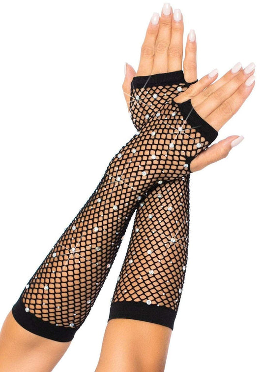 LEG AVENUE  RHINESTONES FISHNET ARM WARMERS