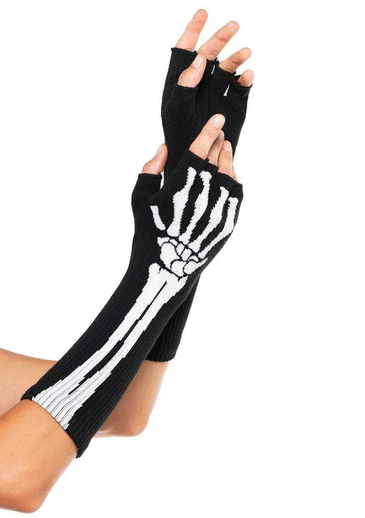 Woven Skeleton Fingerless Gloves